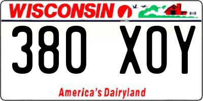 WI license plate 380XOY