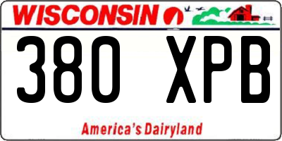 WI license plate 380XPB