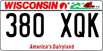 WI license plate 380XQK