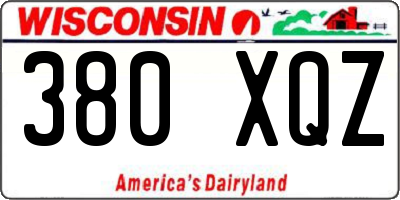 WI license plate 380XQZ