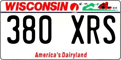 WI license plate 380XRS