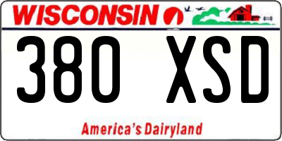 WI license plate 380XSD