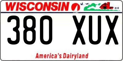 WI license plate 380XUX