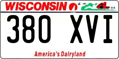 WI license plate 380XVI