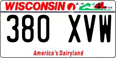 WI license plate 380XVW