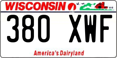 WI license plate 380XWF