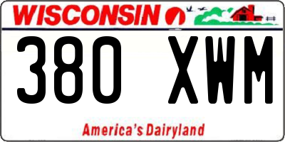 WI license plate 380XWM