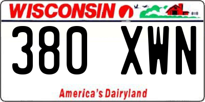 WI license plate 380XWN