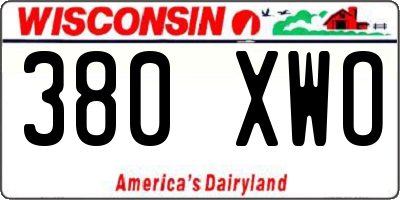 WI license plate 380XWO