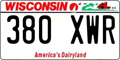 WI license plate 380XWR