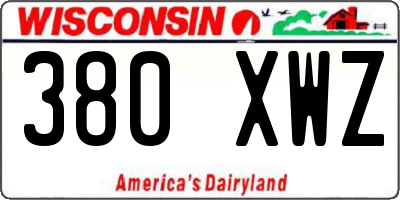 WI license plate 380XWZ