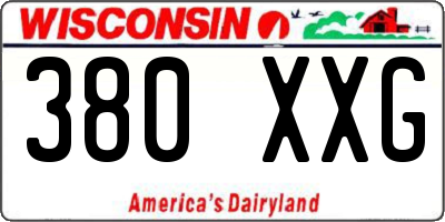 WI license plate 380XXG
