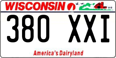 WI license plate 380XXI