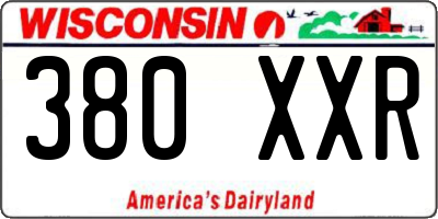 WI license plate 380XXR
