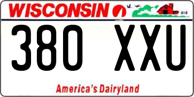 WI license plate 380XXU
