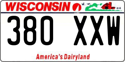 WI license plate 380XXW