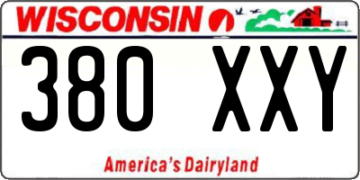 WI license plate 380XXY