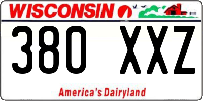 WI license plate 380XXZ