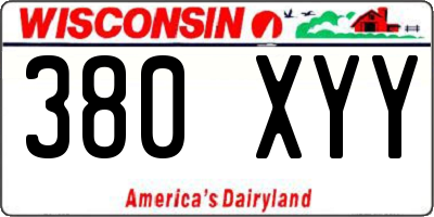 WI license plate 380XYY