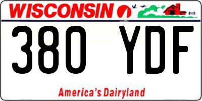 WI license plate 380YDF