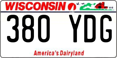 WI license plate 380YDG