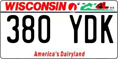 WI license plate 380YDK