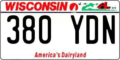 WI license plate 380YDN