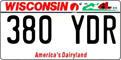 WI license plate 380YDR