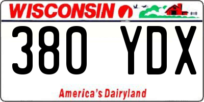 WI license plate 380YDX
