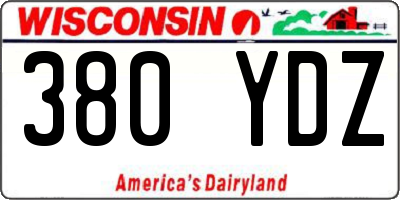 WI license plate 380YDZ