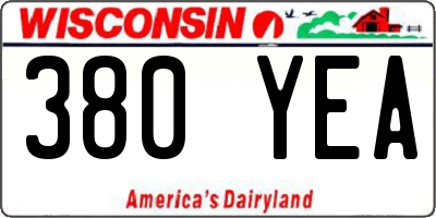 WI license plate 380YEA