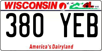 WI license plate 380YEB