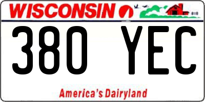 WI license plate 380YEC