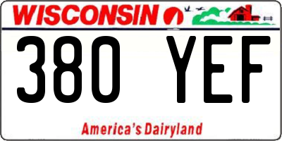 WI license plate 380YEF