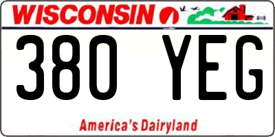 WI license plate 380YEG