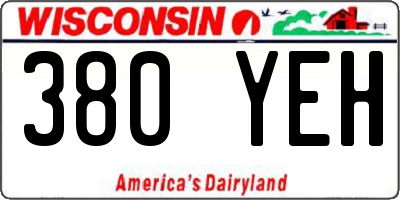 WI license plate 380YEH