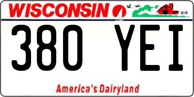 WI license plate 380YEI