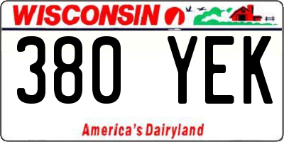 WI license plate 380YEK
