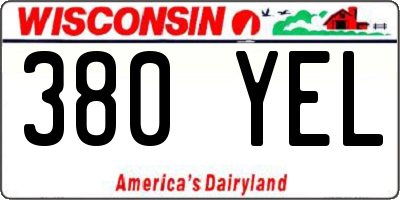 WI license plate 380YEL