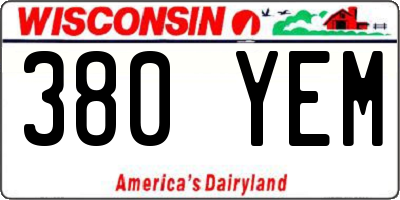 WI license plate 380YEM