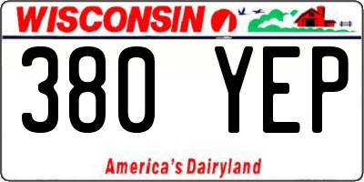 WI license plate 380YEP