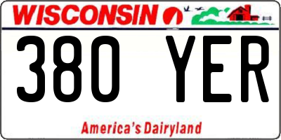 WI license plate 380YER