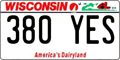 WI license plate 380YES