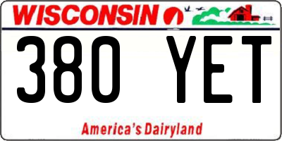 WI license plate 380YET