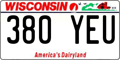WI license plate 380YEU