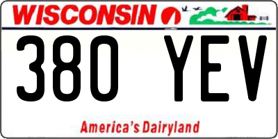 WI license plate 380YEV