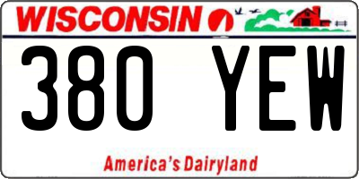 WI license plate 380YEW