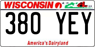 WI license plate 380YEY