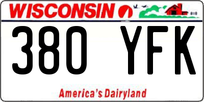 WI license plate 380YFK