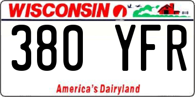 WI license plate 380YFR